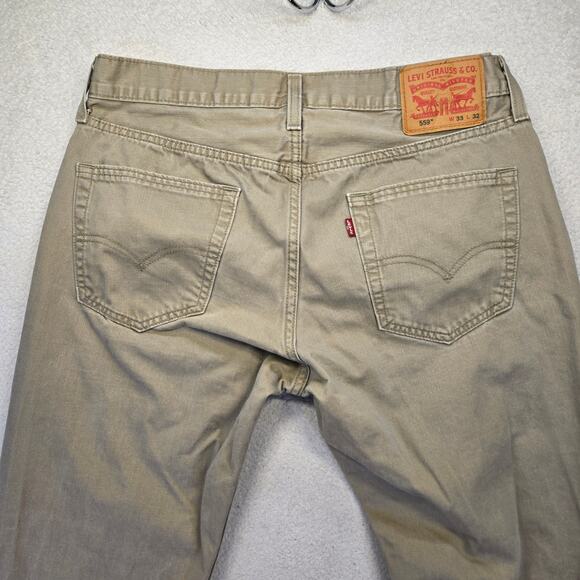 Levis 559 Jeans Mens 33x32 Relaxed Fit Straight Leg Khaki 100% Cotton Tan *33x30 - Picture 5 of 14